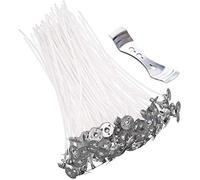 Lot de 100 mèches de bougie pré-cirées avec support de mèche (15 cm)