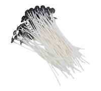 Lot de 100 mèches de bougie tissées - Fils de coton de qualité supérieure avec base en métal, brûlure à long terme, matériau écologique non toxique, structure de coupe facile | Mèches en coton pour