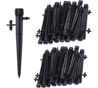 Lot de 100 micro-arroseurs d'irrigation goutte à goutte, émetteurs d'irrigation à 360 degrés à 8 trous pour tube de 1/4 (4-7 mm), pour système d'irrigation goutte à goutte de jardin, noir