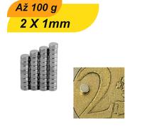 Lot de 100 mini-aimants néodyme ronds de 2 mm x 1 mm N38 petits aimants extra-forts, adaptés aux tableaux blancs, aux aimants de réfrigérateur, aux tableaux magnétiques et à bien d'autres choses encor