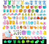 Lot de 100 mini animaux lumineux en résine colorée - Petits lapins - Dinosaures - Éléphants - Licorne - Pour bricolage - Figurines miniatures pour aquarium, maison de poupée, jardin miniature