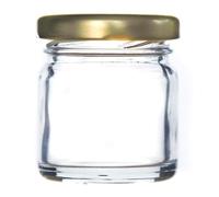 Lot de 100 mini bocaux à confiture/conserve 41 ml + couvercles dorés à visser Idéal pour échantillons, portions de petit-déjeuner, mariages et cadeaux