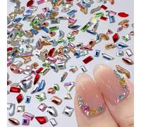 Lot de 100 mini breloques en strass multicolores pour ongles - Pierres scintillantes - Pour ongles - Aléatoire - Décoration des ongles - Accessoires pour nail art