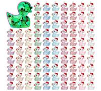 Lot de 100 mini canards en résine de Noël - Petits canards de Noël - Mini animaux en résine - Pendentifs miniatures qui brillent dans le noir - Durables et faciles à utiliser