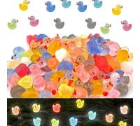 Lot de 100 mini canards lumineux en résine, 10 couleurs réalistes, jouets miniatures mignons, petits canards scintillants à la tombée de la nuit, petits canards miniatures pour aquarium, jardin