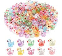 Lot de 100 Mini Canards Lumineux en résine colorée - Décoration de Canard - Petits Canards pour Bricolage - pour Aquarium, Paysage, Maison de poupée, Jardin Miniature, Artisanat, décorations de Pot