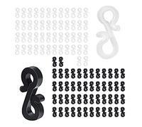 Lot de 100 mini crochets de gouttière en plastique noir et blanc avec clip en forme de S, crochets pour lumières extérieures pour mariage, Noël, Halloween, jardin, décoration de la maison