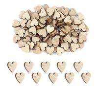 Lot de 100 mini cœurs décoratifs en bois de 1,2 cm - Pour travaux manuels, décoration de mariage, décoration de table à disperser