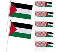Lot de 100 mini drapeaux palestiniens sur bâtons avec mât en plastique 14 x 21 cm double face résistants à la décoloration.