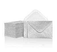 Lot de 100 mini enveloppes en papier pour cartes de visite, petites pochettes en vrac pour petites cartes de notes, argent, 10,2 x 7,8 cm