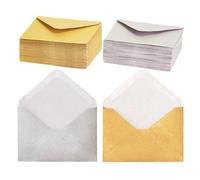 Lot de 100 mini enveloppes en papier pour cartes de visite, petites pochettes en vrac pour petites cartes de notes, or et argent, 50 de chaque, 10,2 x 6,8 cm