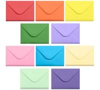Lot de 100 mini enveloppes gommées en papier pour cartes de visite, petites pochettes en vrac pour petites cartes de notes, 10 couleurs, 10 x 7 cm