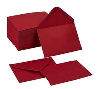 Lot de 100 mini enveloppes pour cartes cadeaux 10,2 x 7 cm 120 g/m² - Petites pochettes pour cartes de vœux pour invitation (rouge)