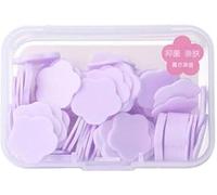 Lot de 100 mini feuilles de papier de savon de voyage jetables en forme de fleur, pour lavage des mains, nettoyage des mains, nettoyage des mains et nettoyants pour les pieds et les mains Violet