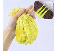 Lot de 100 mini glands soyeux faits à la main - Marque-page à pompons colorés - Avec boucle en corde - Pour la fabrication de bijoux, bricolage, accessoires, sacs, marque-pages, souvenirs, jaune clair