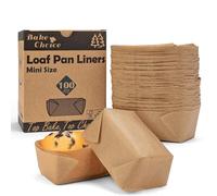 Lot de 100 mini moules à pain compatibles avec les mini moules à pain Wilton, papier parchemin naturel pour cupcakes, muffins, brownies, 9,5 x 6 x 4 cm