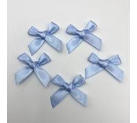 Lot de 100 mini nœuds en satin de polyester - Accessoires décoratifs pour décoration de mariage, bricolage, couture, décoration de cadeaux - 3,5 cm x 3,2 cm - Bleu clair