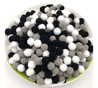 Lot de 100 Mini Pompons Colors de 30 mm Petits Pompons, Boules en Feutre moelleuses Dcoration pour Anniversaire et Mariage Dcoration de fte pour Bricolage pour travaux manuels Blanc Gris Noir