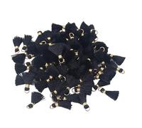 Lot de 100 mini pompons pour fabrication de bijoux : clés, boucles d'oreilles pour fille, bracelet, collier, porte-clés, long ruban, rideau, couture, guirlande, robe, décoration de fête (noir)