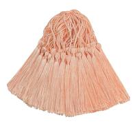 Lot de 100 mini pompons soyeux faits à la main à suspendre - Cadeau pour bricolage, marque-page, fabrication de bijoux, sac, porte-clés, guirlande et accessoires de fête (beige rouge)