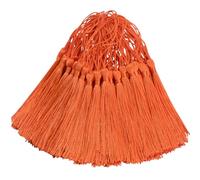 Lot de 100 mini pompons soyeux faits à la main à suspendre - Cadeau pour bricolage, marque-page, fabrication de bijoux, sac, porte-clés, décoration de guirlande et accessoires de fête (orange foncé)