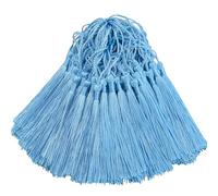 Lot de 100 mini pompons soyeux faits à la main - Cadeau pour bricolage, marque-page, fabrication de bijoux, sac, porte-clés, guirlande et accessoires de fête (bleu ciel)