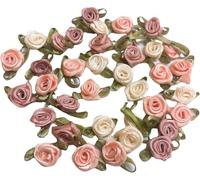 Lot de 100 mini roses de 15 mm avec nœuds en ruban satiné pour loisirs créatifs, décoration de mariage, cadeau de mariée, multicolore