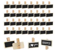Lot de 100 mini tableaux à linge en bois avec clip pour tableau noir - Petites pinces pour accrocher des photos, des mémo, des notes ou des étiquettes alimentaires