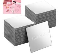 Lot de 100 miroirs autocollants à coller - Mosaïque - Miroir acrylique - 5 x 5 cm - Carré - Flexibles - Sans cadre - Pour bricolage, chambre à coucher, salle de bain, décoration murale, armoire