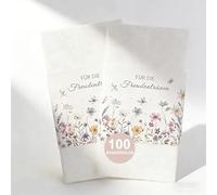 Lot de 100 mouchoirs larmes de joie, banderoles, sacs en papier de mariage avec points adhésifs, larmes de joie, emballage de fleurs pour décoration de mariage, cadeaux d'invités, accessoires de