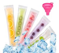 Lot de 100 Moule à Glace avec Entonnoir en Silicone, Sachet Glace à l'Eau Sans BPA, Sac Congelation Transparent pour Préparation de Yaourts, Jus et Mister Freeze Maison, 5.5 * 28cm