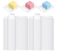 Lot de 100 moules à Cire en Plastique Transparent pour Cire Fondue, Bougie, Artisanat, Cadeau, décoration d'intérieur (carrés)