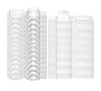 Lot de 100 moules carrés et ronds en plastique transparent pour la fabrication de bougies sans mèche, savon, bombes de bain, tartes d'aromathérapie, récipients réutilisables (100 ronds)