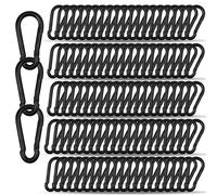 Lot de 100 mousquetons noirs M5 de 1,9 cm, petits mousquetons à maillons rapides, boucle à ressort de 5,1 cm pour la pêche, le camping, le hamac, les laisses de chien, capacité de charge de 100 kg