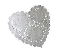 Lot de 100 napperons en papier blanc en forme de cœur de 10 cm avec dentelle ajourée