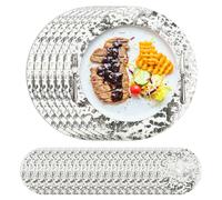 Lot de 100 napperons jetables en papier pressé rond métallique de 33 cm, napperons en papier pressé pour mariage, fête d'anniversaire, table à manger