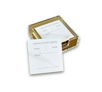 Lot de 100 organiseurs de bureau de qualité supérieure pour vos clients - Boîte à notes en acrylique doré avec 2 bloc-notes - 8 x 8 cm
