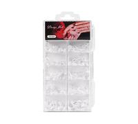 Lot de 100 ou 500 faux ongles courts en acrylique à croissant pour French manucure Blanc