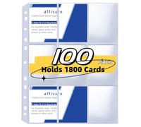 Lot de 100 pages à collectionner 9 poches, 900 pochettes double face pour cartes à collectionner pour classeur à 3 anneaux pour cartes Pokémon, cartes de sport, coupons, cartes de jeu