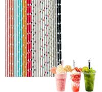 Lot de 100 Pailles Carton Jetables,198x6mm Pailles Bubble Tea, Rayée Coloré Paille en Papier pour cocktail Mason Jar, Verre, Anniversaire, Mariage, Noël, Douche de Bébé, Célébration et Fête