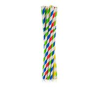 Lot de 100 pailles colorées en papier flexible à rayures