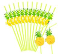 Lot de 100 pailles en papier, 12 mm x 197 mm, rayures multicolores, emballées individuellement pour thé aux bulles et smoothies (jaune)