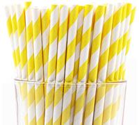 Lot de 100 pailles en papier biodégradables, 12 mm x 197 mm, rayures multicolores