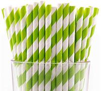 Lot de 100 pailles en papier biodégradables, 12 mm x 197 mm, rayures multicolores