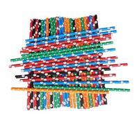 Lot de 100 pailles en papier biodégradables, épaisses et non détrempées, sans plastique, recyclables, durables, pour boire, jus, café et boissons froides, pailles écologiques pour fête - Couleurs