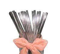 Lot de 100 pailles jetables en papier argenté brillant pour décoration de fête