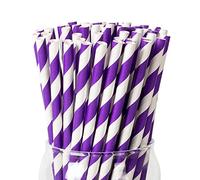Lot de 100 pailles jetables en papier biodégradables et écologiques pour cocktails, milkshakes, café, limonade (violet foncé, 0,6 x 19,7 cm)