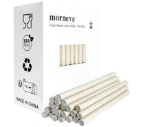 Lot de 100 pailles jetables en papier kraft extra larges de 1,3 cm pour boba, smoothie, boissons, milkshake, malts, fournitures de fête artisanales, décorations faites à la main