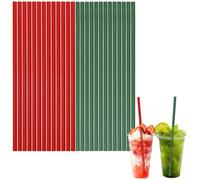 Lot de 100 Pailles Papier Rouge et vert pour thé Bubble,Cocktails,Bocaux Mason,Les verres, Paille pour Bars,Restaurants,Anniversaire,Mariage,No Noël,Douche de bébé,Célébration et Fête - 19 x 0,6 cm