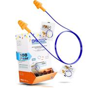 Lot de 100 paires de bouchons d'oreilles réutilisables détectables - Orange - Avec cordon SNR 32 dB - Pratiques dans les zones de travail hygiéniques - Protection contre le bruit - Réutilisables